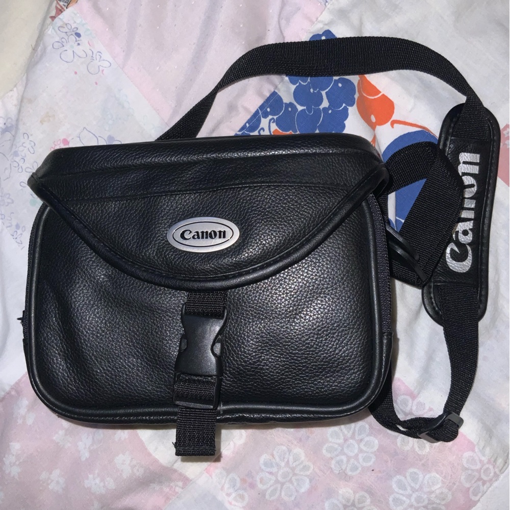canon camera bag black‎ leather